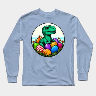 Easter Velociraptor Among Some Eggs Long Sleeve T-Shirt